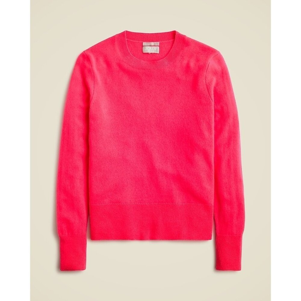 NWT J.Crew Cashmere Classic-fit Crewneck Sweater in Neon Bright Strawberry XL